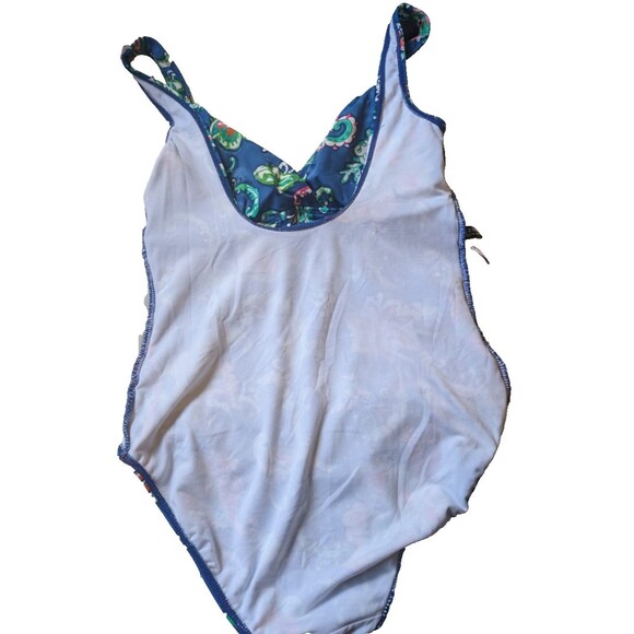 Lauren Ralph Lauren Womens One Piece Swimsuit Blue Floral Paisley Size 8 - Picture 8 of 13